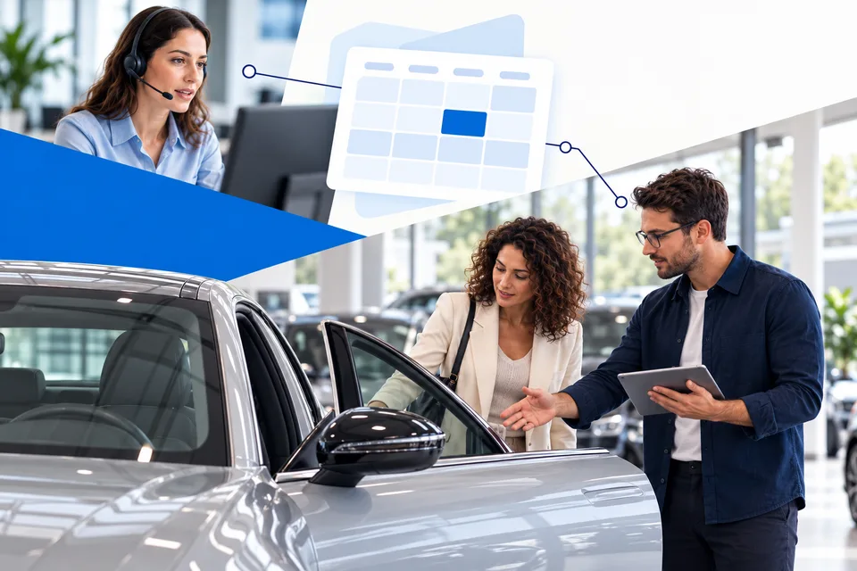 Illustration zu telefonischer Terminvereinbarung und Kundenberatung im Autohaus